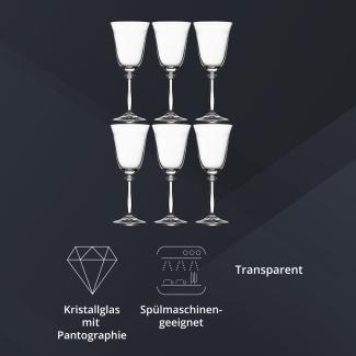 Peill+Putzler Germany 6er Set Weißweinkelche, 250 ml Volumen, mit Pantographie, Kristallgläser mit einem eleganten Design, Weingläser für Wasser, Saft & Cocktail, Trinkgläser