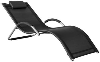 SoBuy OGS38-SCH Sonnenliege, Textilgewebe, Lackiert, Schwarz, 165 x 67 x 58 cm