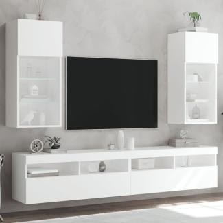 vidaXL TV-Schränke mit LED-Leuchten 2 Stk. Weiß 40,5x30x90 cm 837044