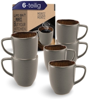 Moritz & Moritz Tasse Moritz & Moritz ORGANIC reaktiv amber Tassen Set 6tlg, 6-tlg, Steinzeug, für 6 Personen - spülmaschinen- und mikrowellengeeignet