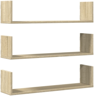 vidaXL Wandregale 3 Stk. Sonoma-Eiche 80x18x18 cm Holzwerkstoff 853292