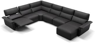 Sofanella Wohnlandschaft Merdia Ledersofa Eckcouch Sofa in Schwarz