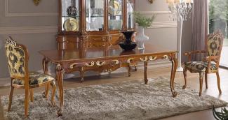 Casa Padrino Luxus Barock Esszimmer Set Grün / Braun / Gold - 1 Ausziehbarer Barock Esstisch & 6 Barock Esszimmerstühle - Esszimmer Möbel im Barockstil - Luxus Qualität - Made in Italy