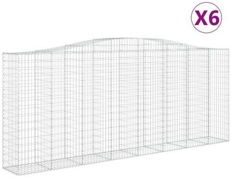vidaXL Gabionen mit Hochbogen 6 Stk. 400x50x160/180cm Verzinktes Eisen 3145999