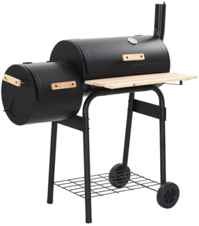 vidaXL Holzkohlegrill Barbecue Smoker, Stahl Schwarz/Natur, 103 x 60 x 113 cm