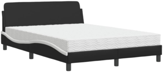vidaXL Bett mit Matratze "Dover" Schwarz und Weiß 140x190 cm Kunstleder 3208402