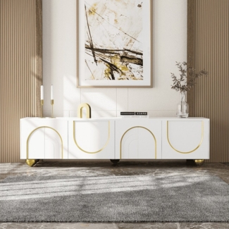 BlingBin TV-Schrank Luxuriöser lowboard Fernsehtisch Fernsehschrank (1-St, mit kunstvollen Schnitzereien, Push-Open-Mechanismus und Stauraum) Elegantes Design für Ihr modernes Wohnzimmer