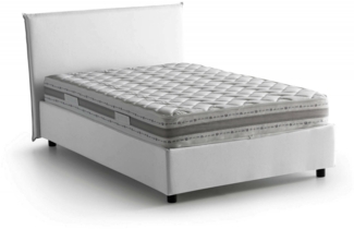 Dmora Doppelbett Alush, Bettkasten mit Stoffbezug, 100 % Made in Italy, Öffnung vorne, inklusive Matratze 120 x 190 cm, Weiß