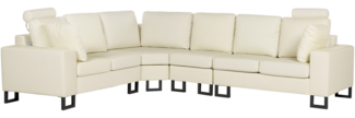 Ecksofa 6-Sitzer STOCKHOLM Echtleder Hellbeige rechtsseitig