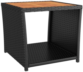 vidaXL Beistelltisch mit Holzplatte Schwarz Poly Rattan & Akazienholz 319558