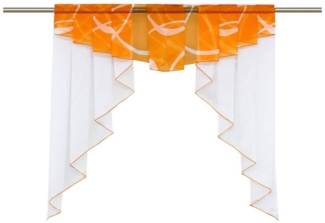 Refttenw Scheibengardine Modern Gardinen Kurz Bistrogardinen mit Kräuselband/ Tunnelzug, Orange-140*140cm