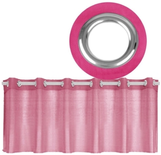 Ösen-Bistrogardine in B160cm x L45cm, transparente uni Scheibengardine Voile in vielen verschiedenen Farben erhältlich (pink - fuchsia)