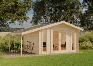 Alpholz Gartenhaus Mirko Modern D Gartenhaus aus Holz Holzhaus mit 40 mm Wandstärke inklusive Schleppdach Blockbohlenhaus mit Montagematerial