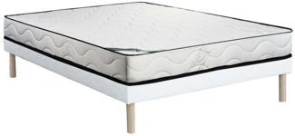 Vente-unique - Set aus Bettgestell + Schaumstoffmatratze - 140 x 190 cm - Bambusbezug - KANANI von NATUREA