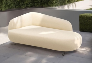 DOMO. collection Outdoor Sofa Langeoog, wetterfeste Gartenmöbel, Chaiselounge mit Metallfüßen, Longchair Links, 117 x 105 x 79 cm (BxTxH), beige