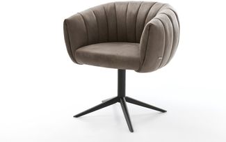 Drehstuhl Jada-Flex Mikrofaser Taupe Vintage Fußkreuz Schwarz 360° drehbar Wippfunktion Taschenfederkern