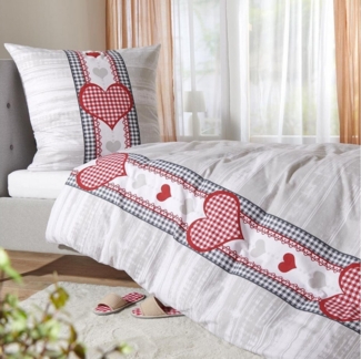TRAUMSCHLAF Bettwäsche Herzen, Flanell, 2 teilig, hochwertige Flanell Qualität, kuschelig weich