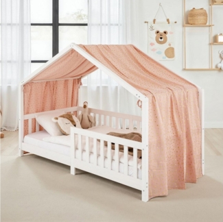 IDIMEX Betthimmel LIAN, Betthimmel Hausbett Deko, Musselin Baldachin 100% Baumwolle rosa/ gold