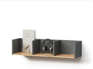 Livinity® Bücherregal Lorena, Anthrazit/Goldkraft Eiche, 90x20 cm