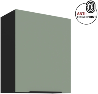 Küchen Hängeschrank 60 cm ARIA Aquamarin ultra matt + Schwarz matt, hochwertige Fronten mit Anti Fingerprint Beschichtung Küchenzeile Küchenblock