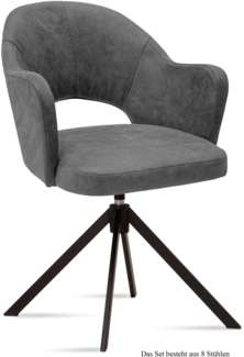 Armlehnstuhl drehbar (8er-Set) Denies 59 x 87 x 61 Schwarz/Grau