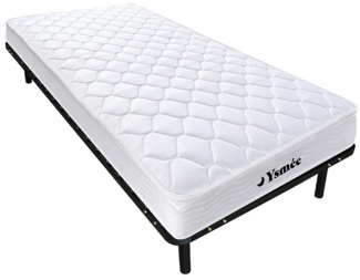 Vente-unique - Federkernmatratze-Lattenrost-Set - Memory Schaum - 90 x 190 cm - Stärke 15 cm - 1 Zone - Härtegrad 2 - WOLKENLOS von YSMÉE