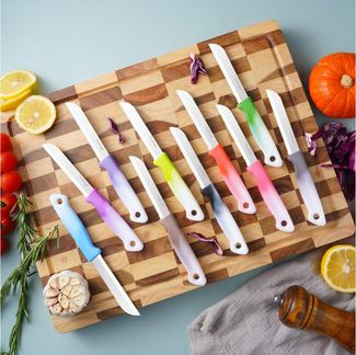 10 Stück Küchenmesser 18 cm mit ergonomischem Griff - vielseitig & pflegeleicht, Schwarz