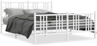 vidaXL Bettgestell mit Kopf- und Fußteil Metall Weiß 150x200 cm 376393