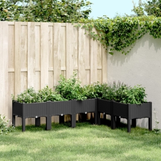 vidaXL Pflanzkasten mit Beinen Schwarz 160x120x42 cm PP 367908