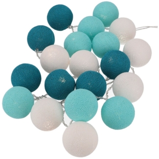 Guru-Shop LED-Lichterkette Stoff Ball Lichterkette 20`er LED Kugel Lampion..