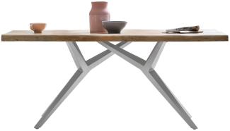 TABLES&CO Tisch 180x100 Akazie Natur Metall Silber