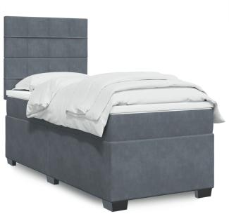 vidaXL Boxspringbett mit Matratze Dunkelgrau 90x200 cm Samt 3293111