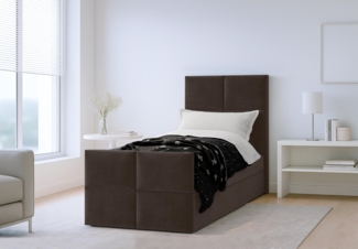 AX LIVING Boxspringbett Braun Aleyna Bett 80 x 200 mit Bettkasten