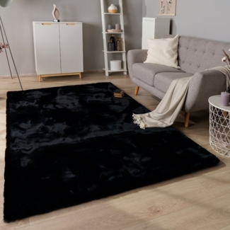 Paco Home Hochflor-Teppich Rabbit Deluxe 860, rechteckig, Höhe: 39 mm, Kunstfell, Uni-Farben, sehr weicher Flor, Wohnzimmer, Schlafzimmer