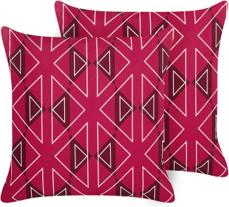 Gartenkissen 2er Set Geometrisches Muster MEZZANO 45 x 45 cm Rosa