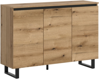 xonox. home – Sideboard Tomasa 120x84x36 cm in Evoke Oak Nachbildung und Schwarz – Natürlich wirkendes Sideboard im modernen Design – wohnlich, funktional & vielseitig einsetzbar