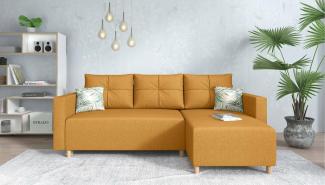 Stylefy Lamone Ecksofa Strukturstoff Gelb Rechts