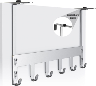 Elegear Kleiderhaken /Türhaken Edelstahl zum aufhängen 40x22 cm mit 6 Haken für Kleidung, Badzimmer, Wohnzimmer, Duschen, (2-St, 1), für Türen,Badezimmer,Schlafzimmer Kleiderhaken mit 6 Haken