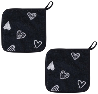 Kracht Topflappen Herzlich, (Set, 2-tlg, Set), 2er Set Topflappen, Baumwoll Frottier, ca. 22x22 cm