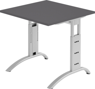 bümö manuell höhenverstellbarer Schreibtisch 80x80 cm in graphit - PC Tisch höhenverstellbar & klein, höhenverstellbarer Tisch Büro, kleiner Computertisch verstellbar, F-Serie, FS-08-G-S