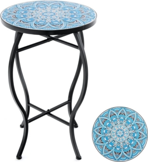 KOMFOTTEU Gartentisch Mosaik Beistelltisch, mit Metallgestell, Ø30cm