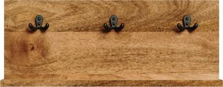 Wandgarderobe Guru mit 3 Haken 50x20x12 aus indischem Mango-Massivholz