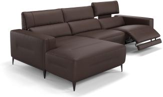 Sofanella Ecksofa TERAMO Ledersofa Eckgarnitur Eckcouch in Braun S: 260 Breite x 101 Tiefe