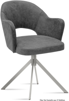 Armlehnstuhl (8er-Set) Dorris 59 x 87 x 61 Edelstahl/Grau