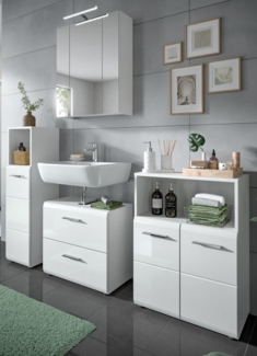 Badmöbel Set Cover in weiß Hochglanz 4-teilig 180 cm