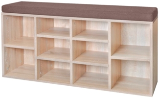 Schuhschrank Schuhbank Sitzbank 10 Fächer Eichefarbe 242555