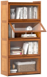 KOMFOTTEU Bücherregal, Vitrinenschrank aus Bambus, mit Türen