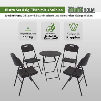 Balkonmöbel Gartenmöbel Campingmöbel Bistrotisch und 4 Stühle grau Ø 60 cm