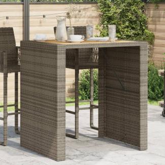 vidaXL Garten-Bartisch mit Holzplatte Grau 105x80x110 cm Polyrattan 368697