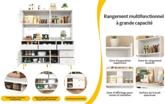 Sideboard B 145 x T 39 x H 171 cm mit Changhong-Glastür, Weinregal, MDF, Weiß